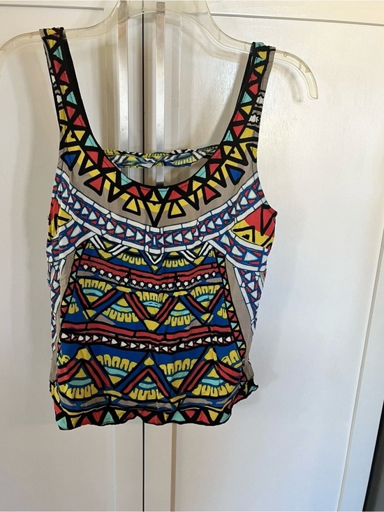 Flying Tomato Tops - Flying Tomato Tribal Geometric Tank Top in Blue, Yellow, Red, Black & Cream